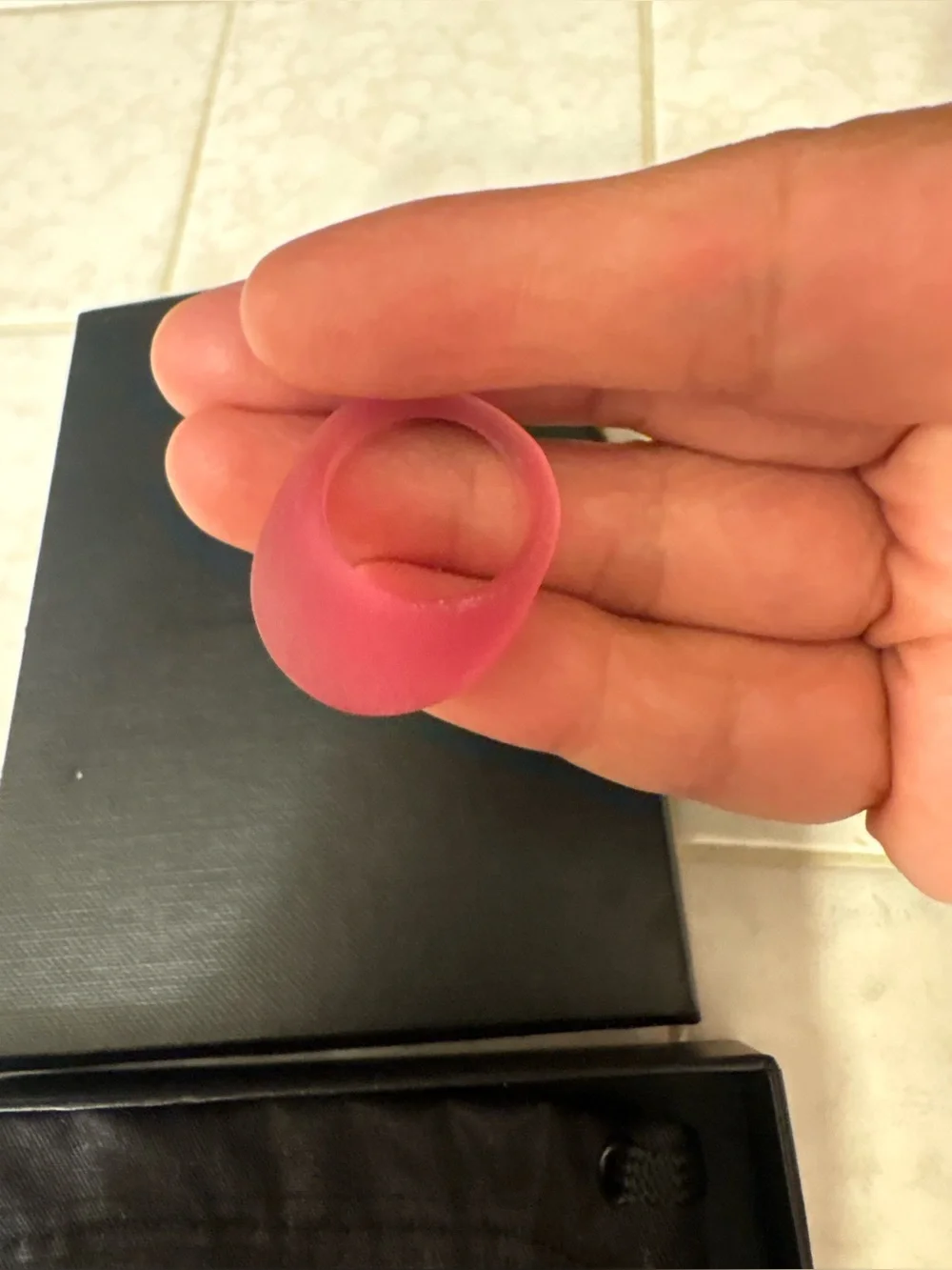 Saint Laurent Ladies Ice Effect Pink Fush Resin Ring Sz 7 new
